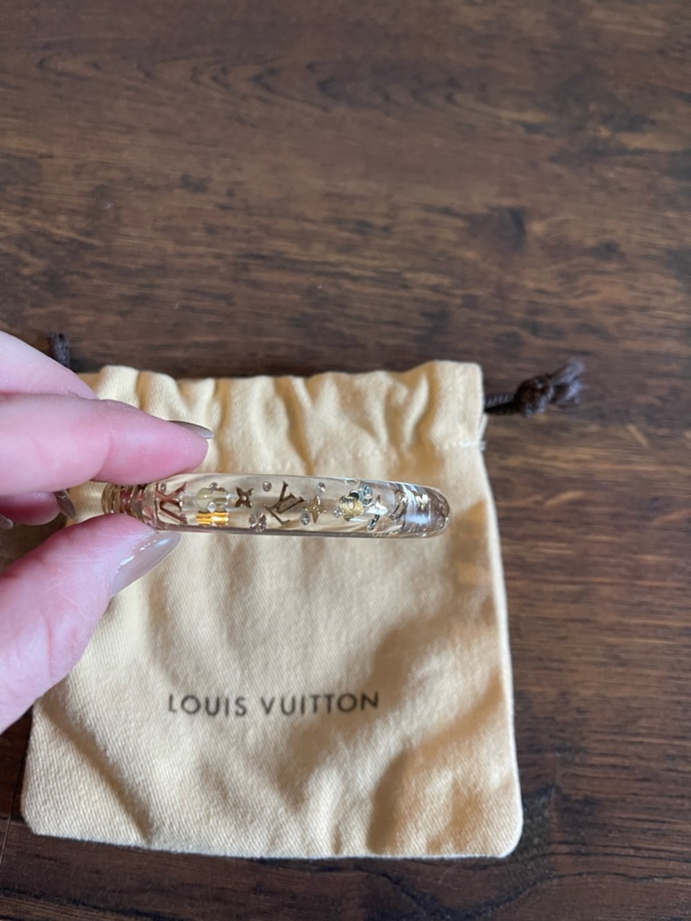 Louis Vuitton Transparent Resin Bracelet with Gold Monogram